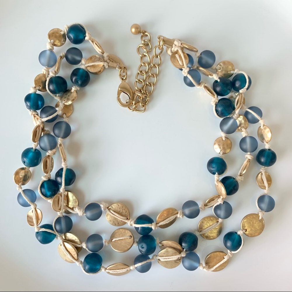 Chico’s Beaded Satin Glass Round Necklace